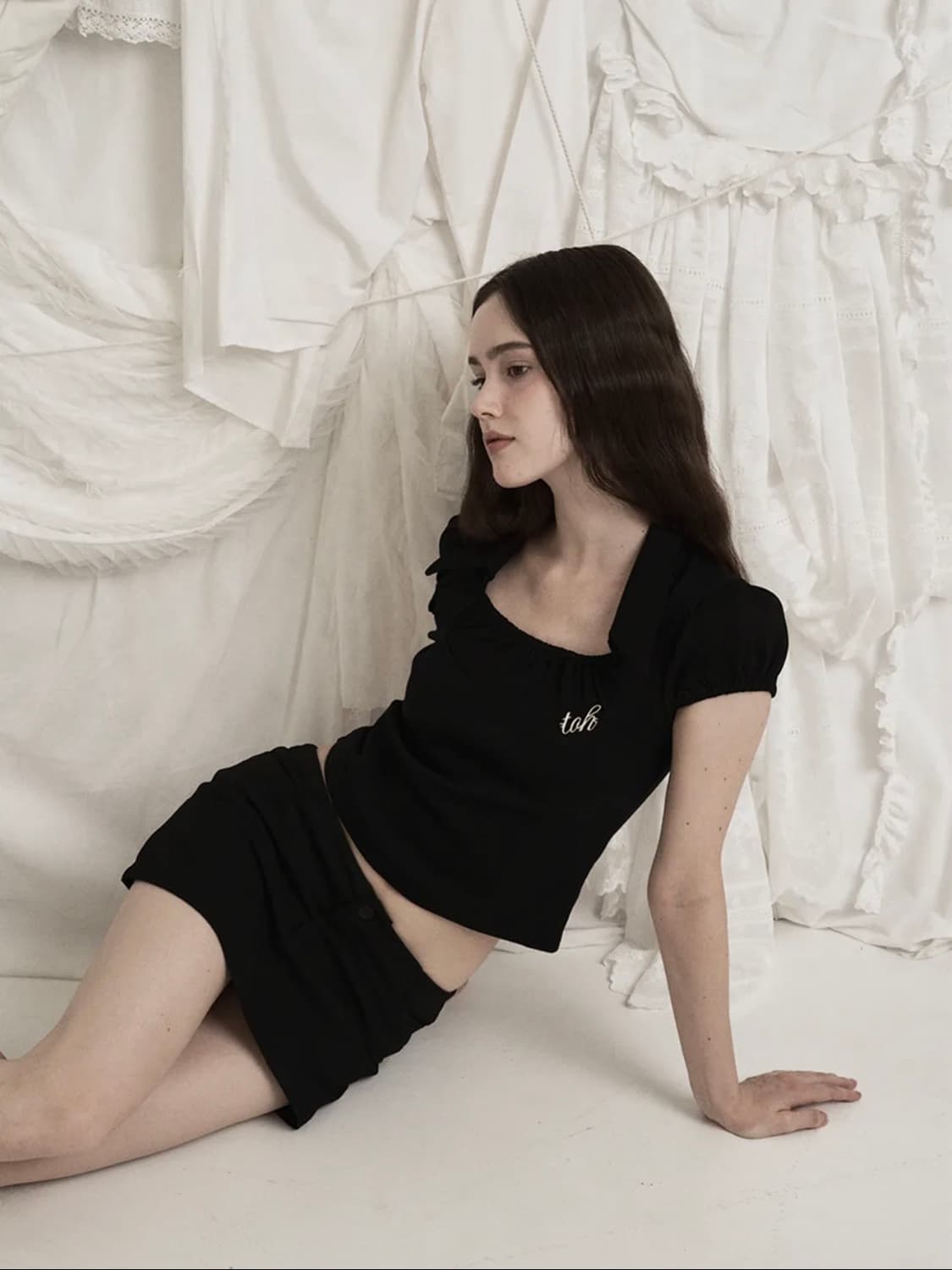 [새상품] toh dolly top goth 티오에이치 돌리 탑 블랙 상품이미지3