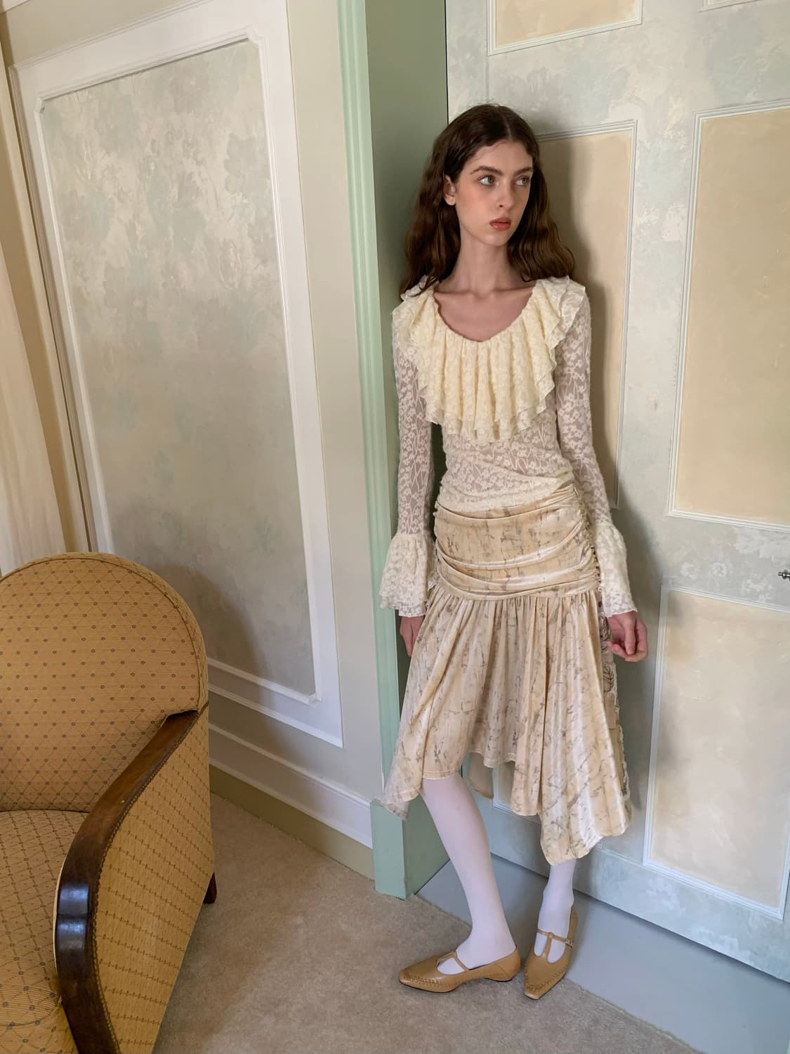 Jelloo Romantic Floral Embroidery Skirt 상품이미지3