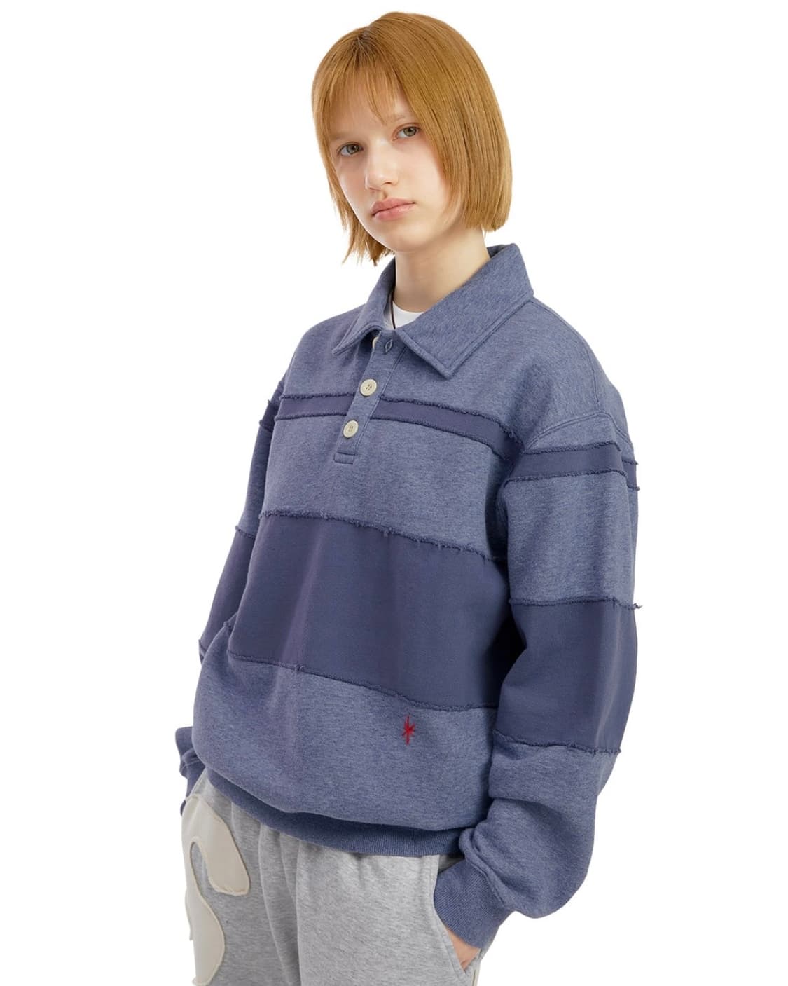 (새제품/정가이하) 썬러브 카라맨투맨 레이어드 스웨트 폴로 히터 XL 상품이미지3