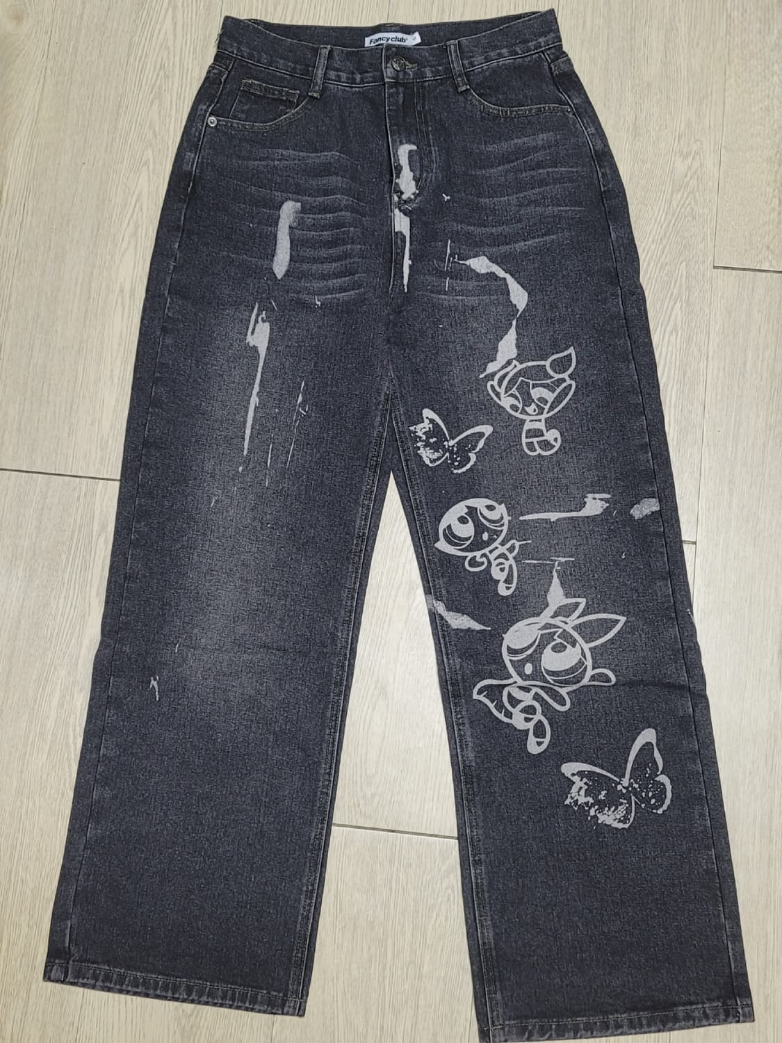 빈티지 파워퍼프걸 블랙 데님 팬츠 상품이미지1