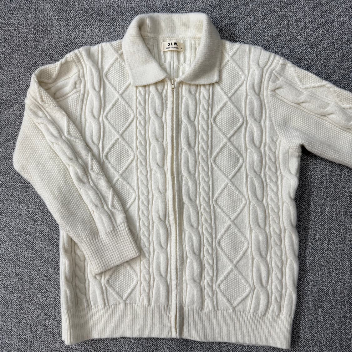 굿라이프웍스 케이블 니트 집업 상품이미지1