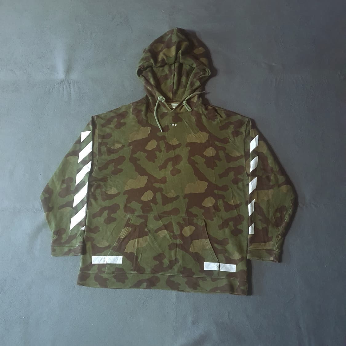 오프화이트 오버사이즈 카모 후드티 L 상품이미지5