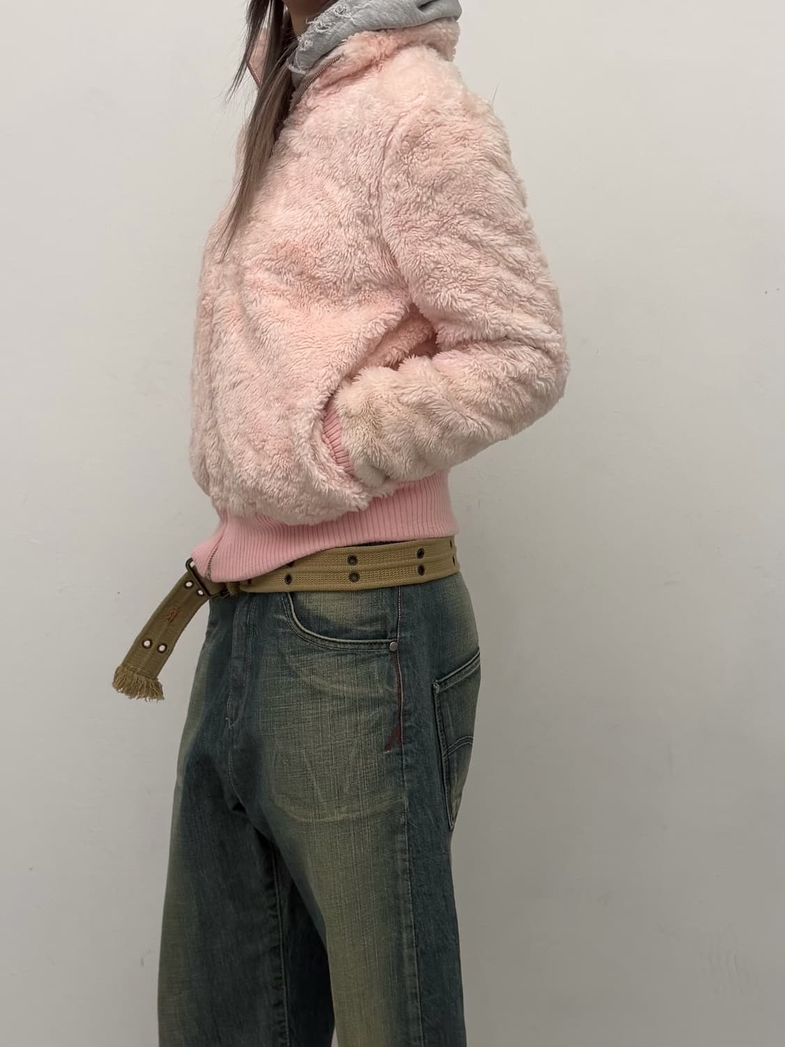 베이비핑크 에코 퍼 집업 상품이미지2