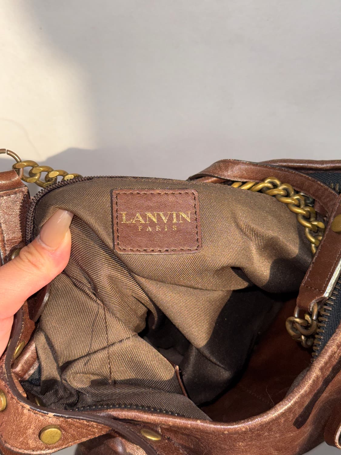 LANVIN brown leather harness chain 숄더백 상품이미지7
