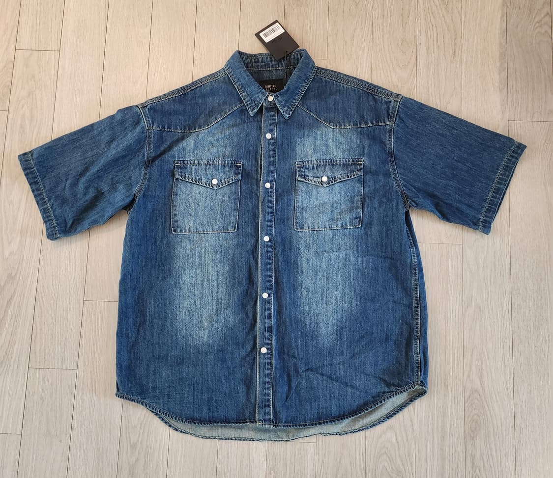 디미트리 블랙 데님 반팔셔츠●물빠짐이 심하지않아요(3~5번 사진참조) 상품이미지1