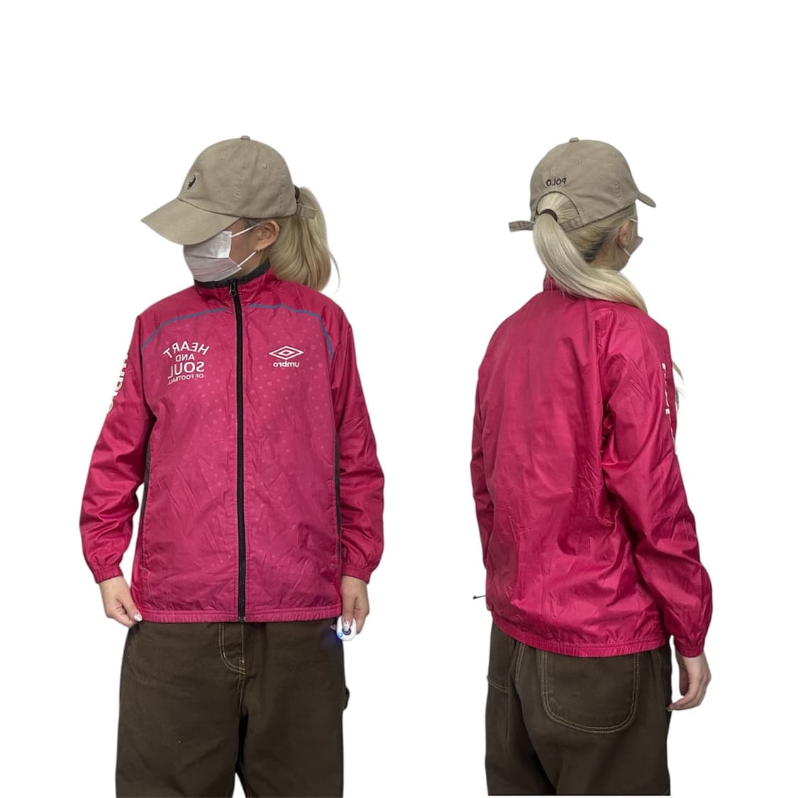 엄브로 일본판 핑크 프린팅 오버핏 바람막이 트랙 자켓  상품이미지1