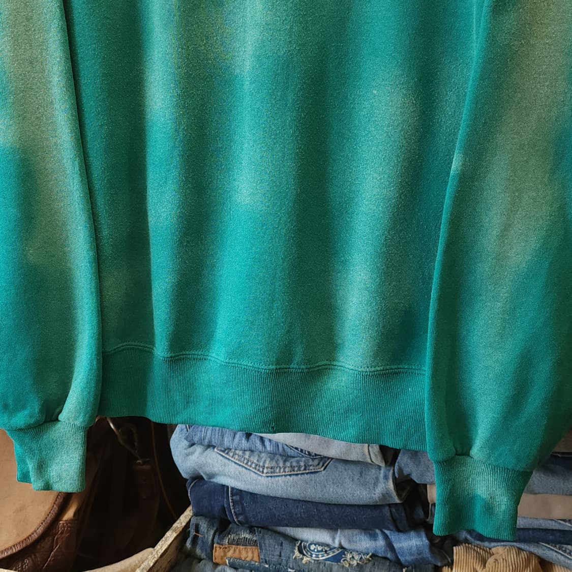 90s 져지스 빈티지 스웻셔츠 플레인 스웻셔츠 그린 썬 페이딩 L 상품이미지7