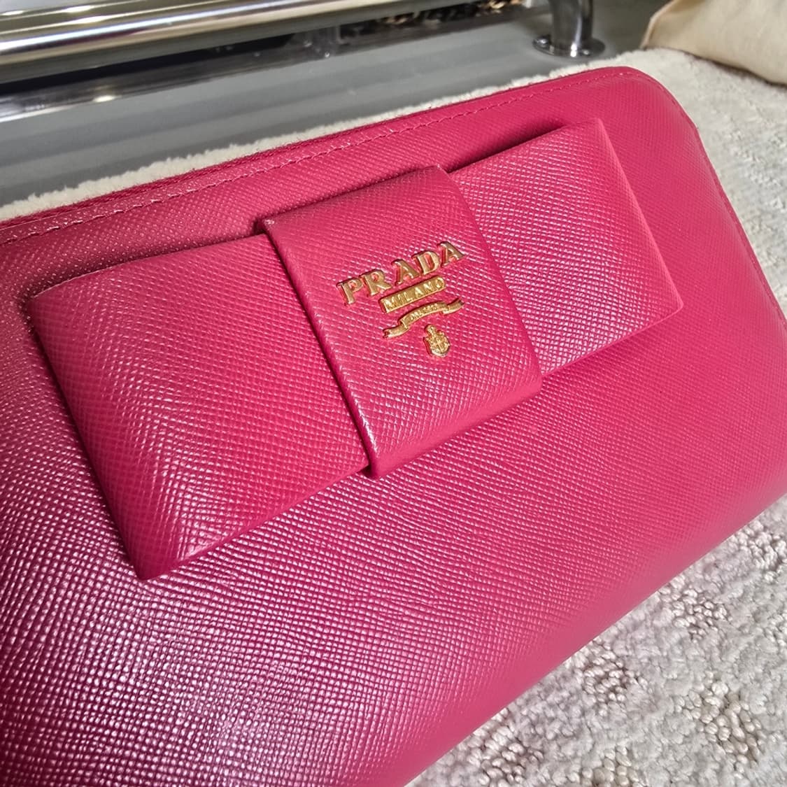 [중고/정품] 프라다 사피아노 피오코 지퍼 장지갑 피오니아 (핑크) 상품이미지2