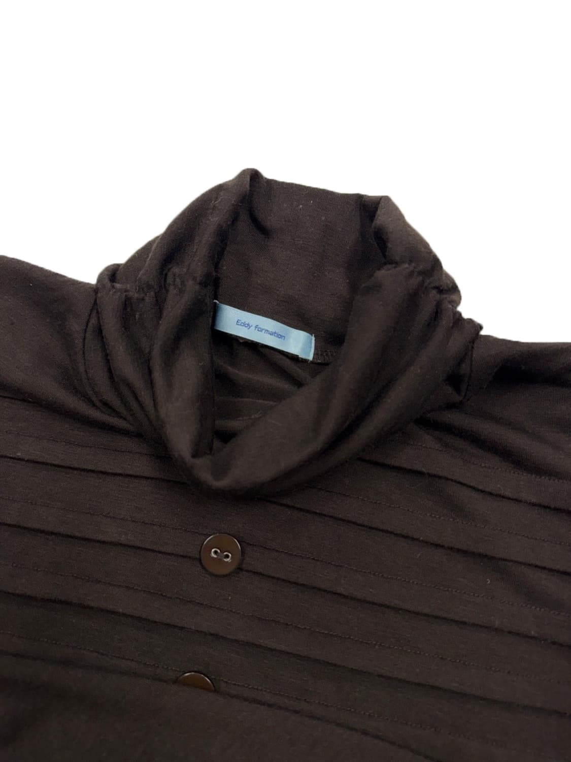 빈티지 브라운 포인트 단추 반팔 니트 상품이미지3