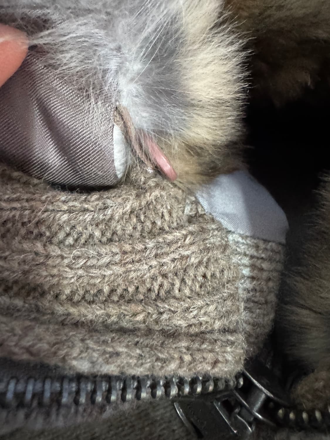 원가40만원!! 헤지스 레빗 퍼 카라 방풍 니트 집업 L ~ XL 상품이미지6