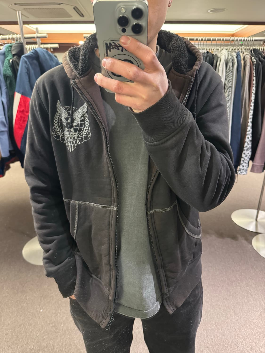 XL)AVIREX USA 빈티지 양털 후드집업 상품이미지1