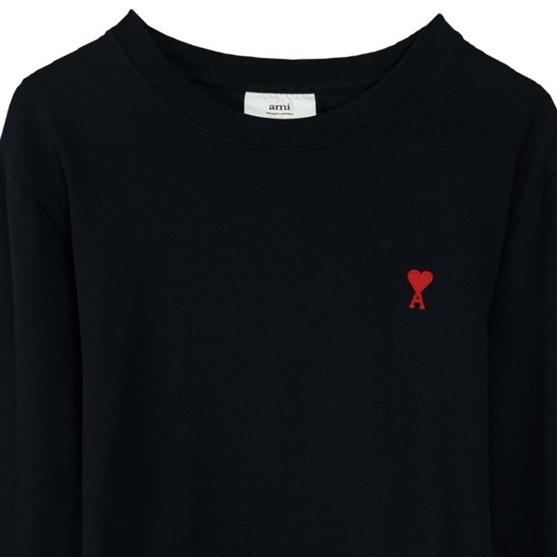[아미] 21 F/W 스몰 하트 로고 롱슬리브 긴팔티 블랙 P01048 상품이미지4