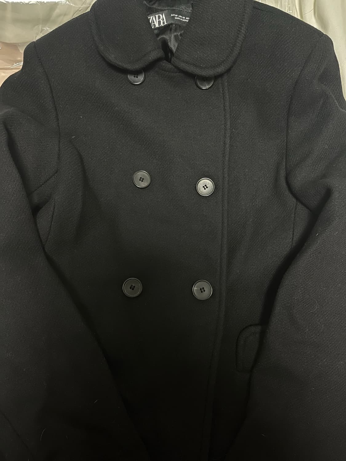 자라 셀린느st 더블브레스트 코트 블랙 코스에이치엔앰망고 상품이미지3