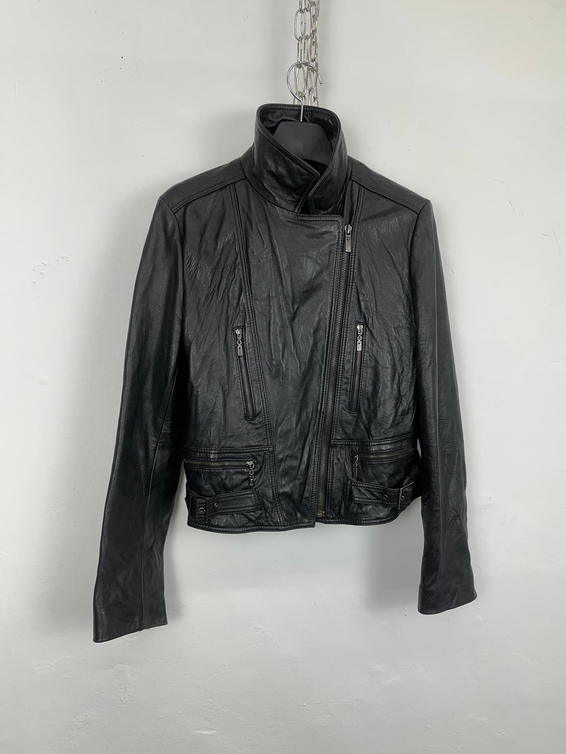 Detachable Fox Fur Lambskin Zip-Up Jacke 상품이미지10