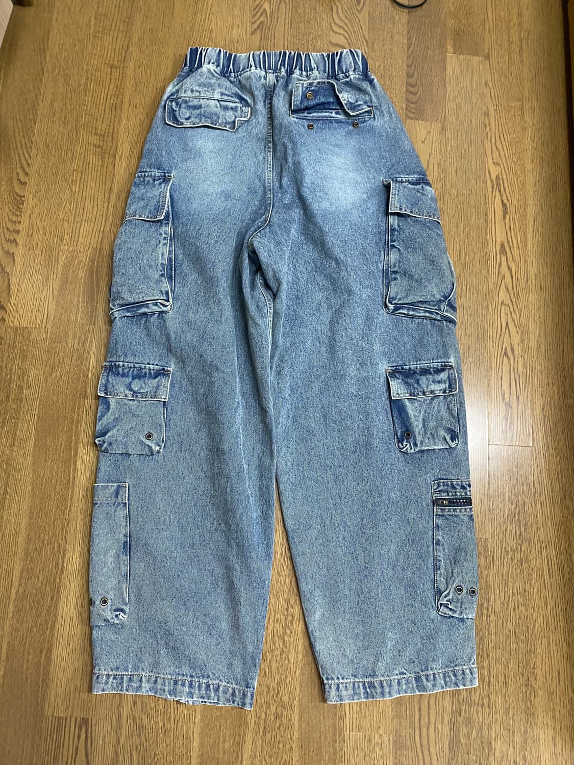 collavo 멀티 카고 데님 와이드 팬츠  진청,흑청 os 상품이미지4