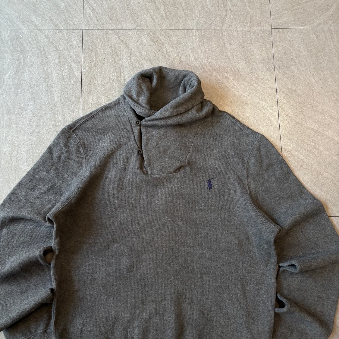 폴로 정품 그레이 코튼 숄카라 니트 상품이미지3