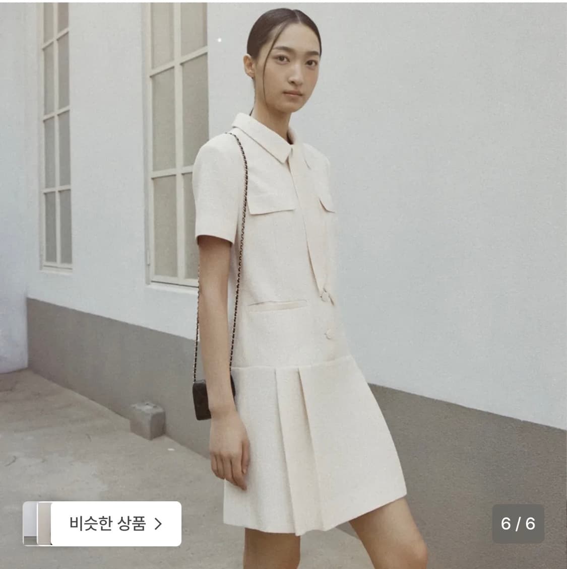 오떼뜨 트위드 로우 원피스 S 내츄럴 베이지 상품이미지2
