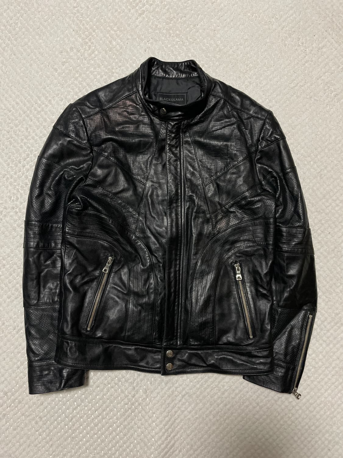 광희시장 웨스턴 무드 양가죽 절개 레더 바이커 자켓 상품이미지1