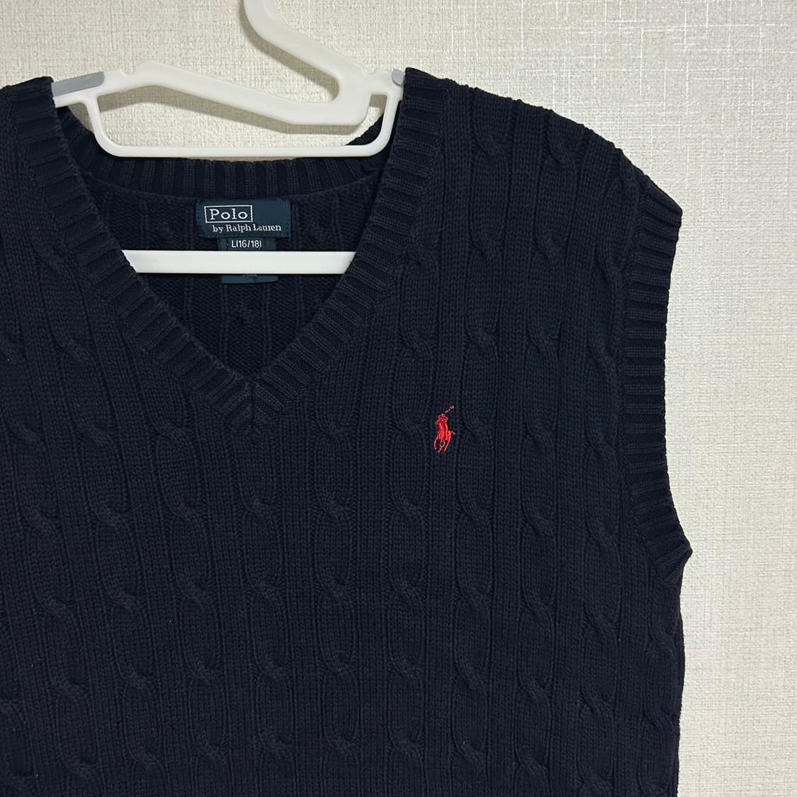 폴로 랄프로렌 케이블 꽈배기 니트조끼 베스트 네이비   상품이미지4
