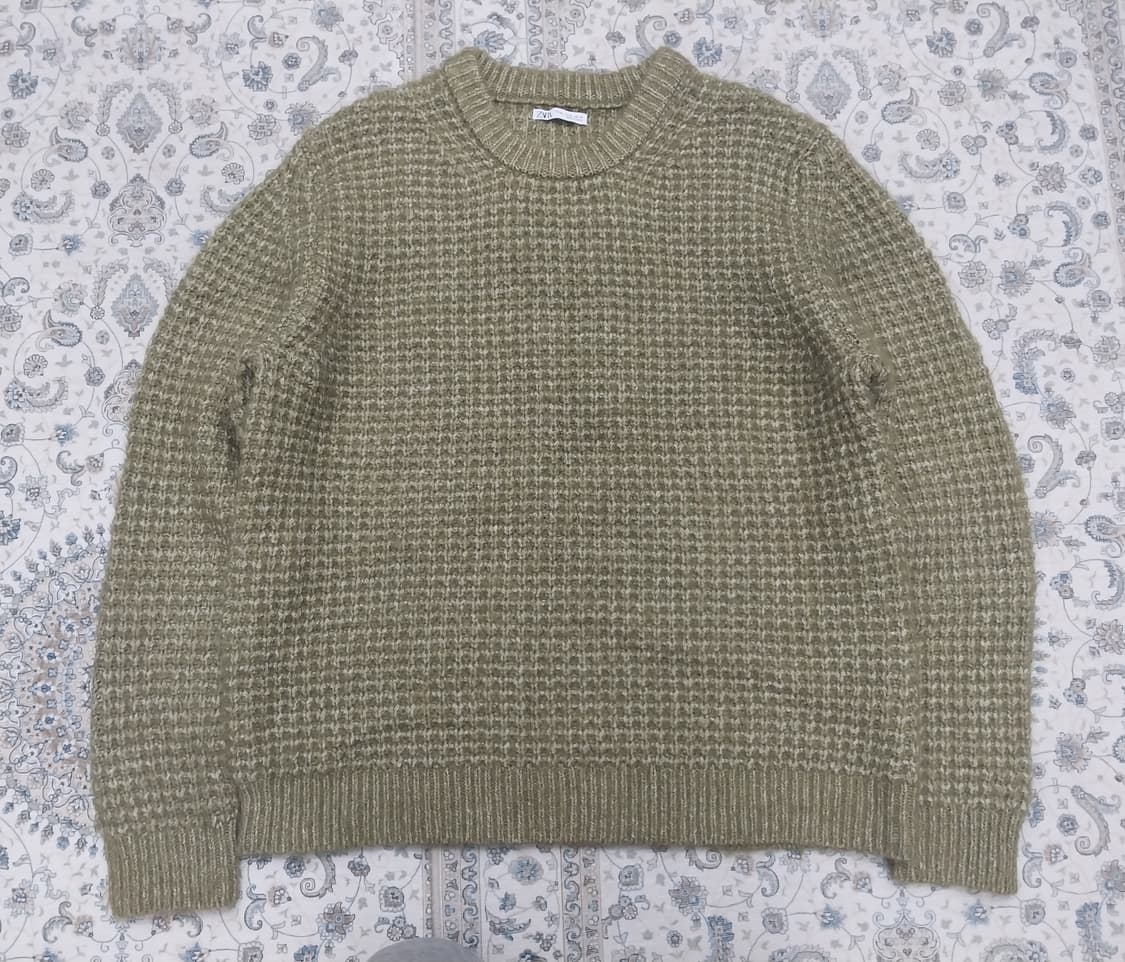 ZARA 카키 와플 니트 스웨터 XL 상품이미지1