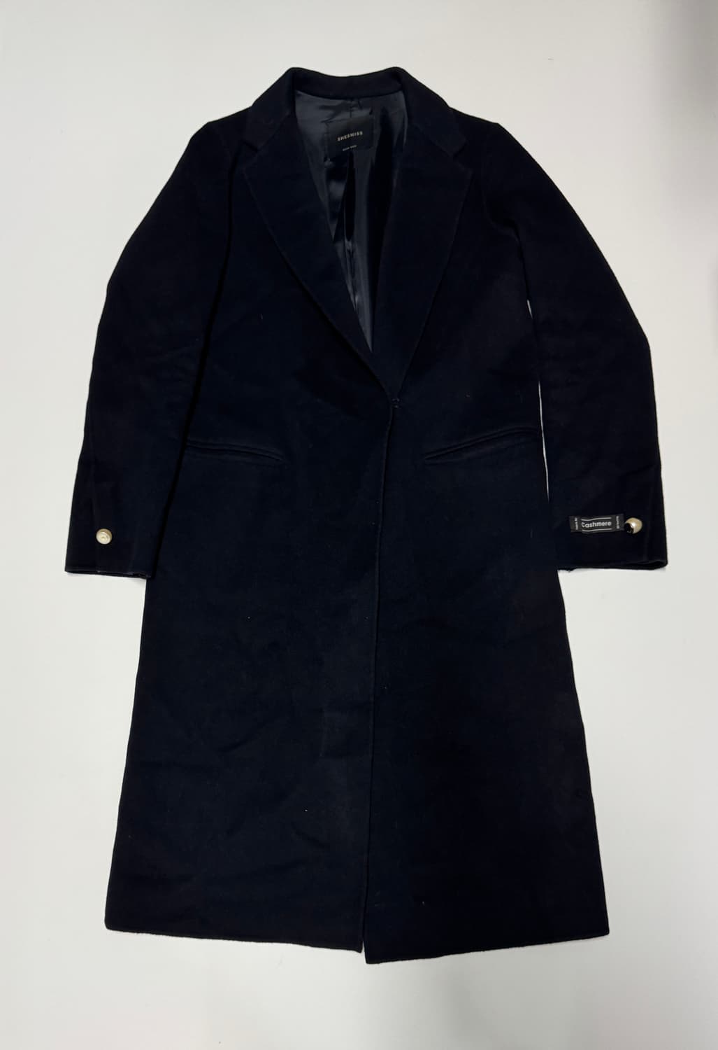 여성 쉬즈미스 핸드메이드 캐시미어 혼용 코트 55 블랙 상품이미지1