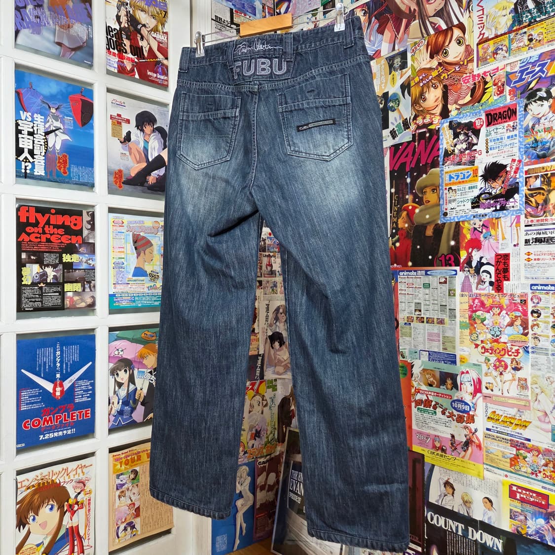 후부 진청 워싱 패치 데님 팬츠 상품이미지5