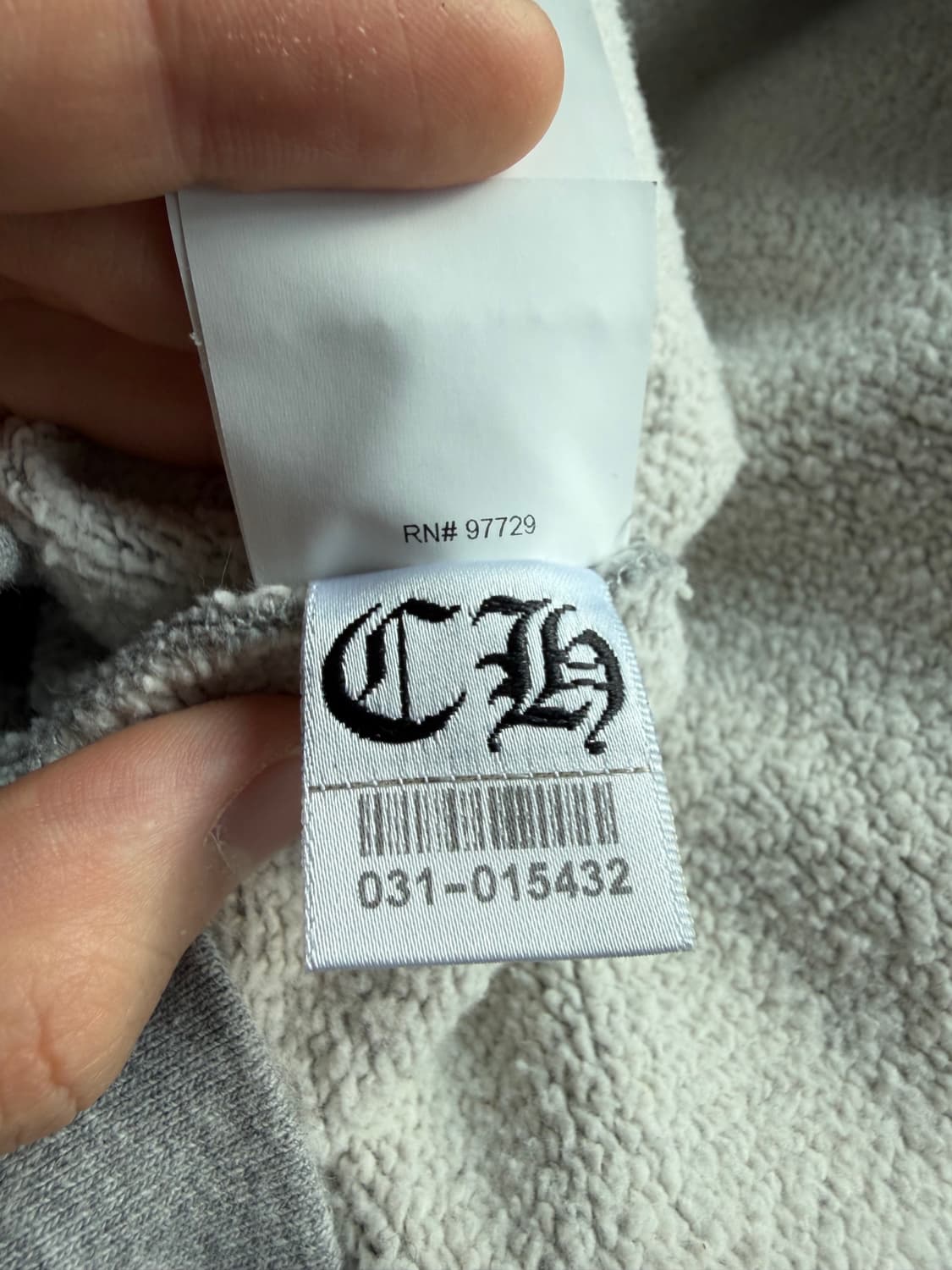 [S] 크롬하츠 크로스 레더 패치 후드 페이퍼잼 후드 그레이 상품이미지6