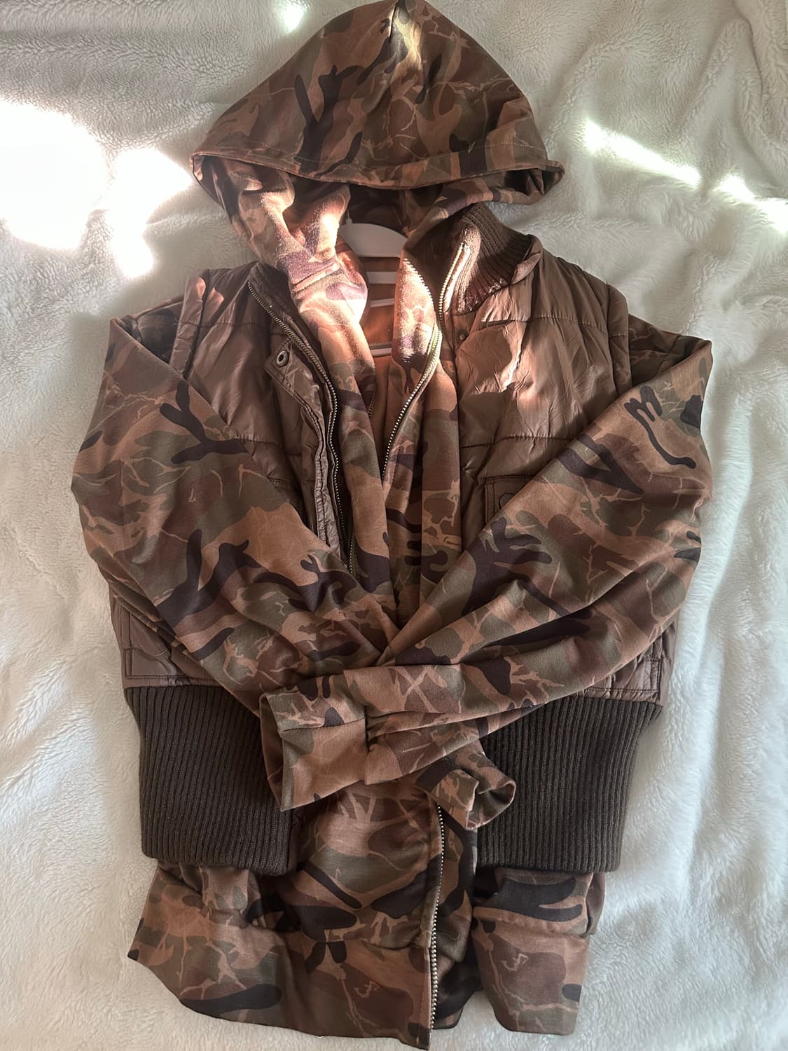 빈티지 카모 후드집업, 패딩조끼 상품이미지1
