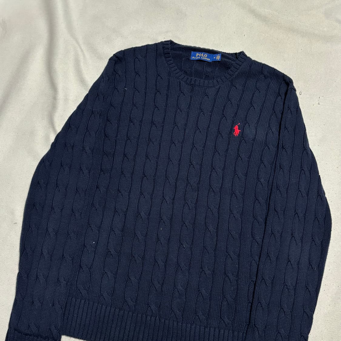 M 폴로랄프로렌 레드 포니 네이비 케이블 니트 상품이미지1