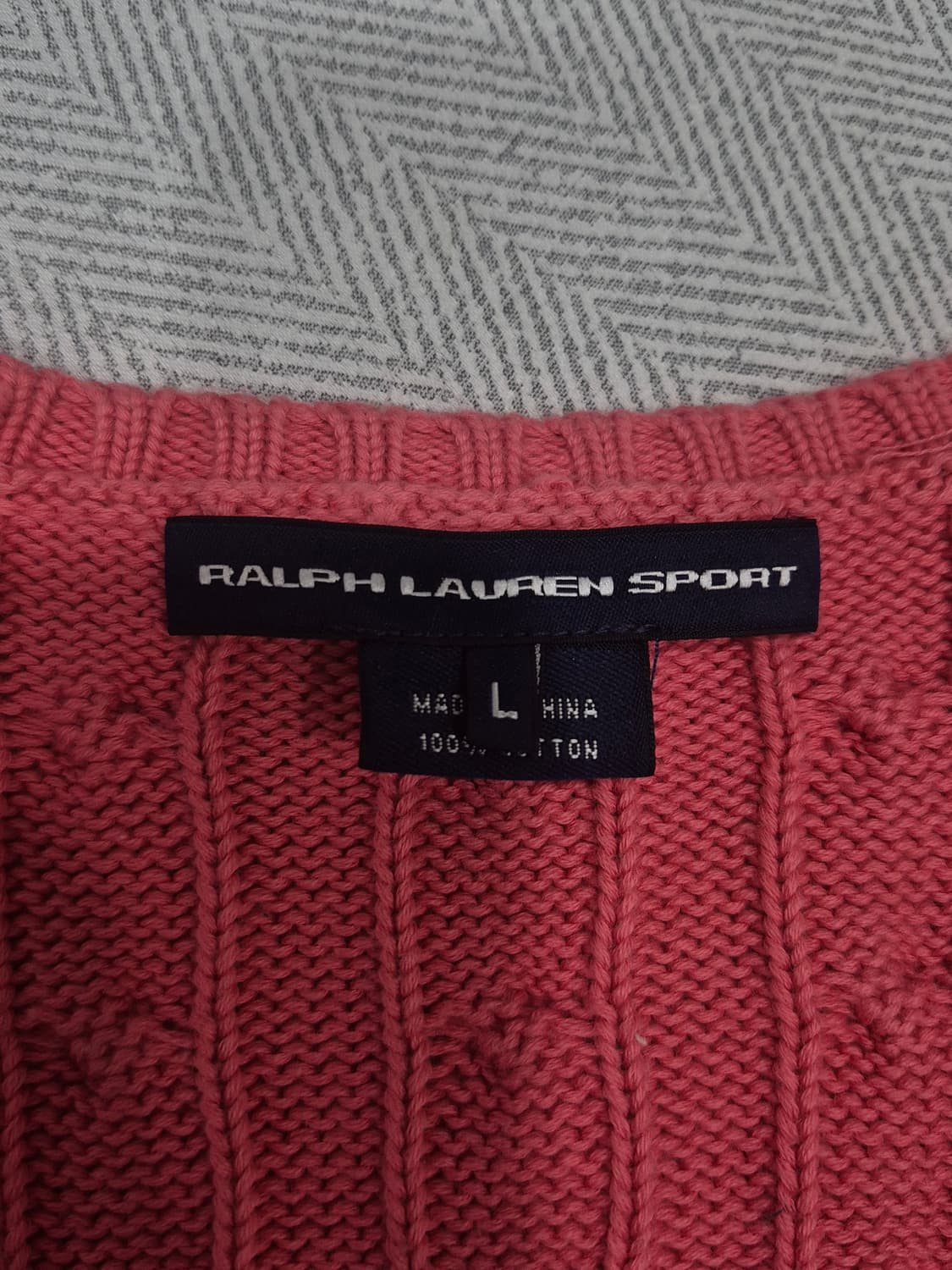 랄프로렌 스포츠 핑크색 꽈배기 브이넥 니트 스웨터 여성 100사이즈 상품이미지5