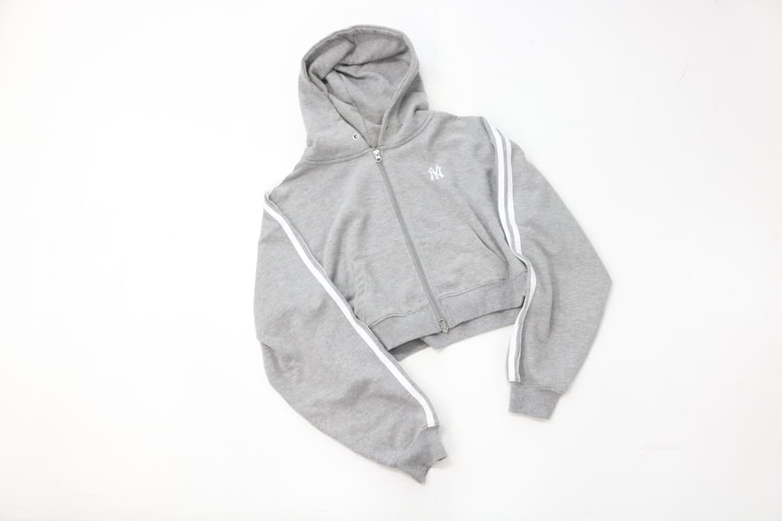 MLB 엠엘비 빈티지 뉴욕양키스 사이드라인 크롭 후드 집업 L 상품이미지2