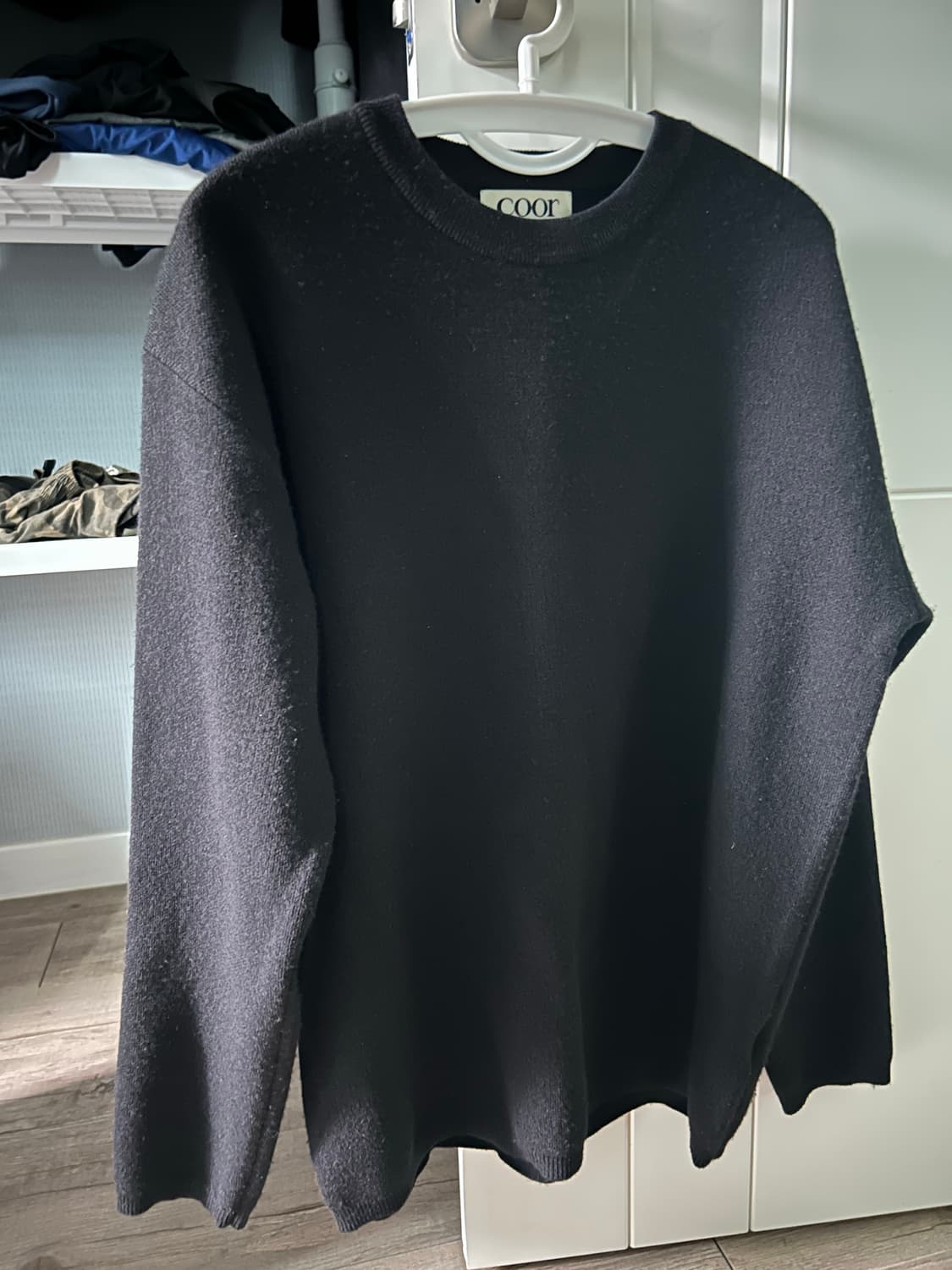 쿠어 탑필 울 라운드 니트 블랙 xl 상품이미지2