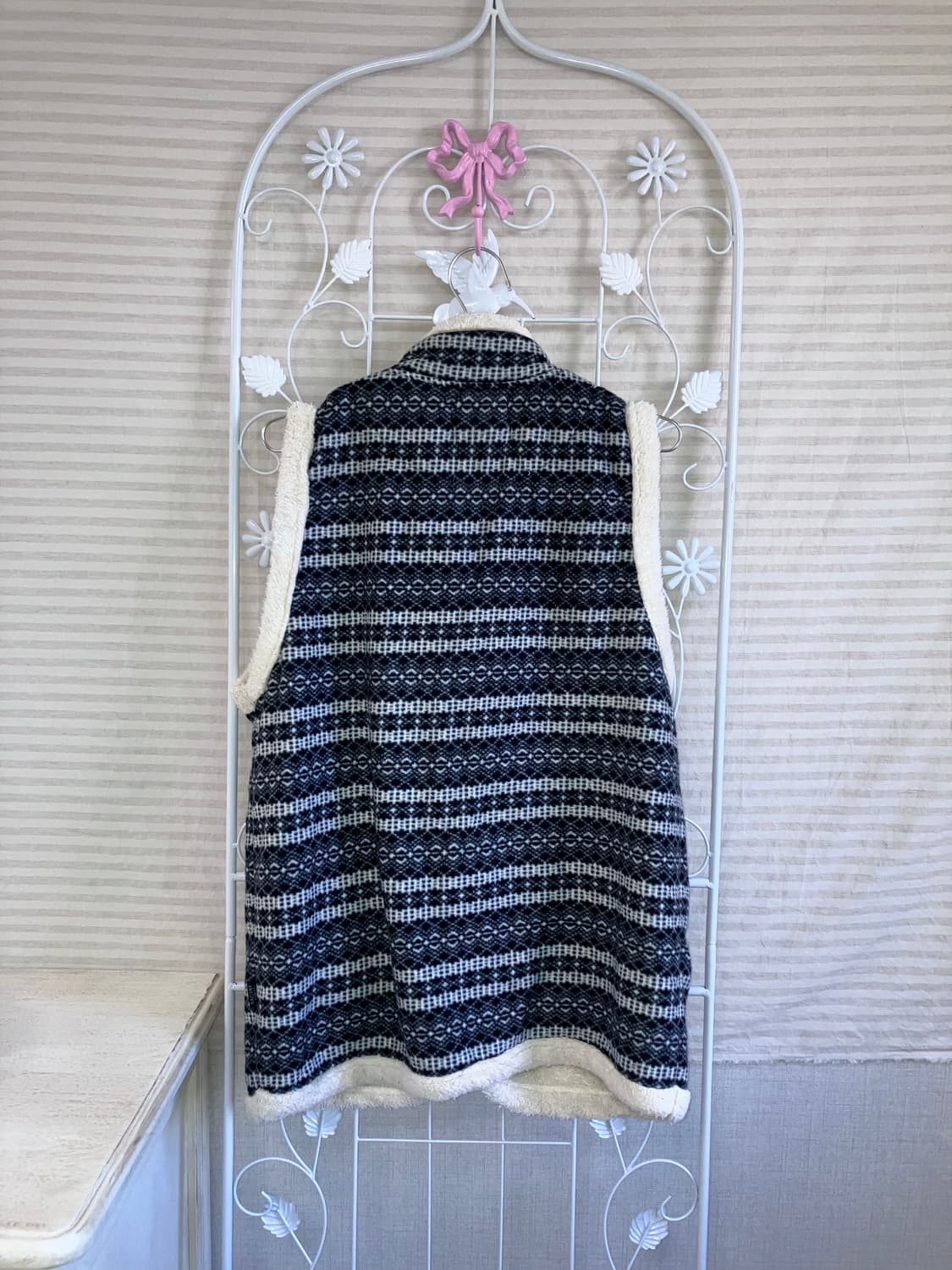 빈티지 블랙 우드 양털 조끼 y2k 스트릿 갸루 펑키 일본빈티지 상품이미지2