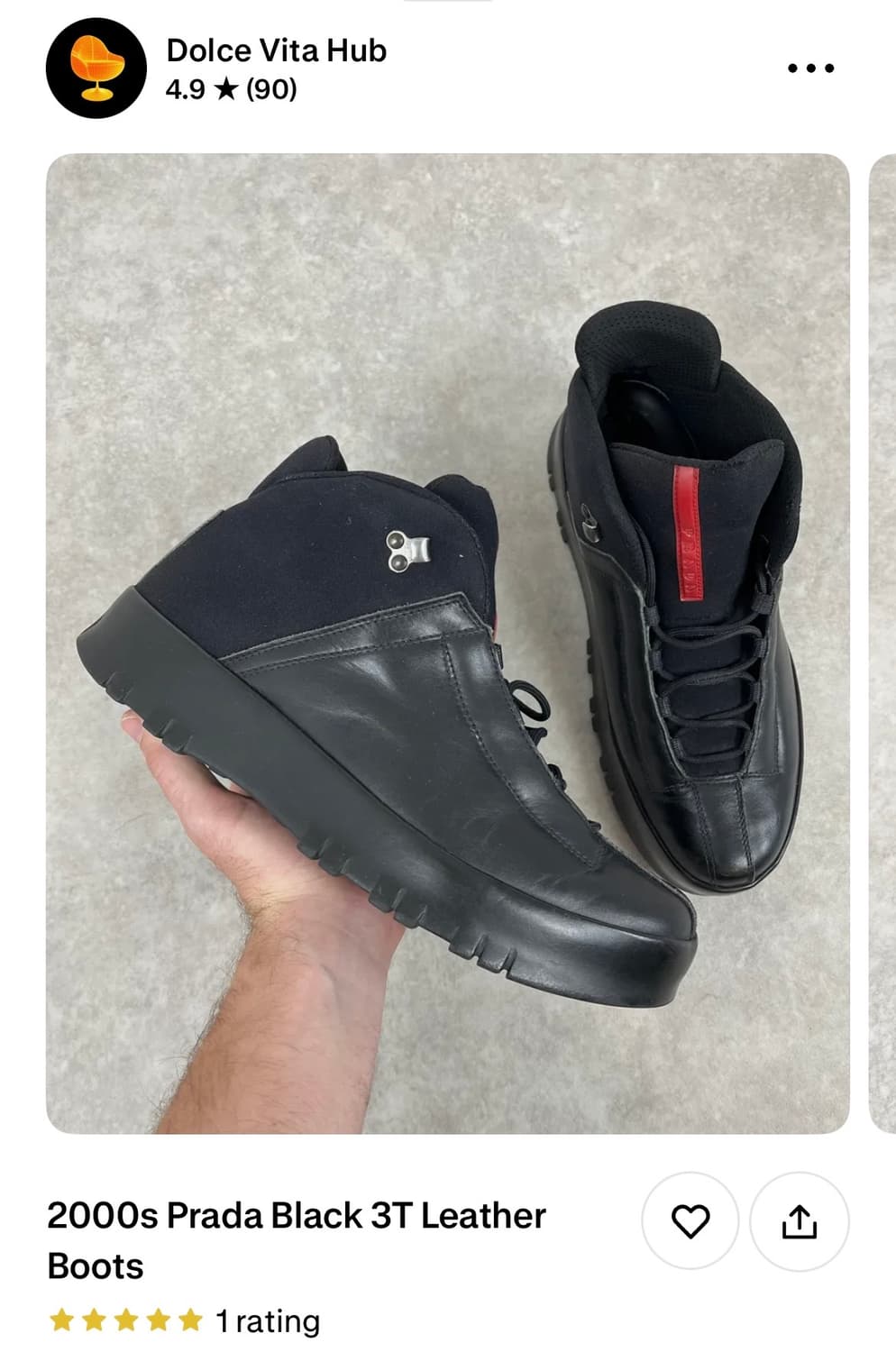 [42.5] 00s 빈티지 프라다 레더 하이탑 상품이미지1