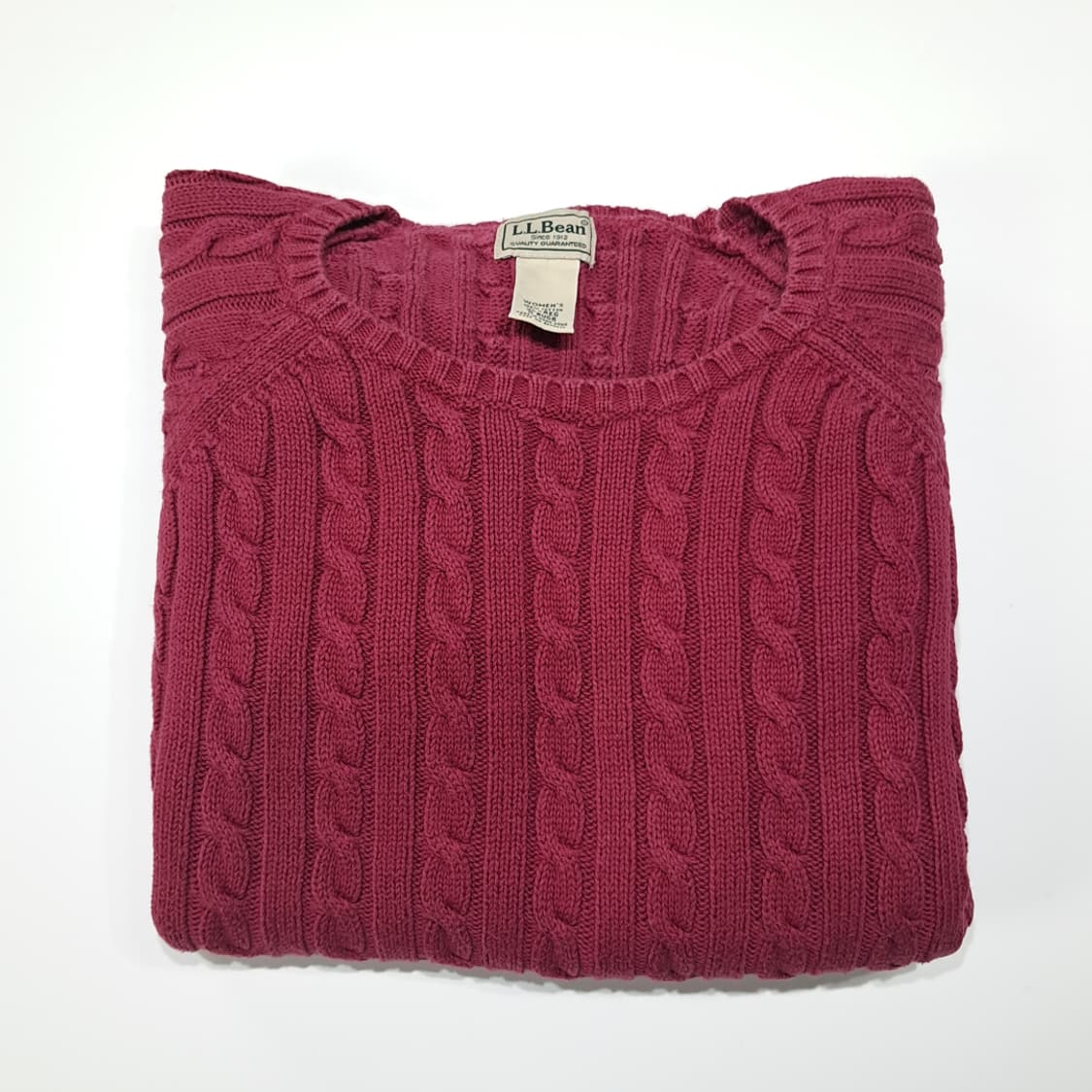 CL308 XL 엘엘빈 90s 홍콩판 코튼 케이블 버건디 니트 스웨터 상품이미지7