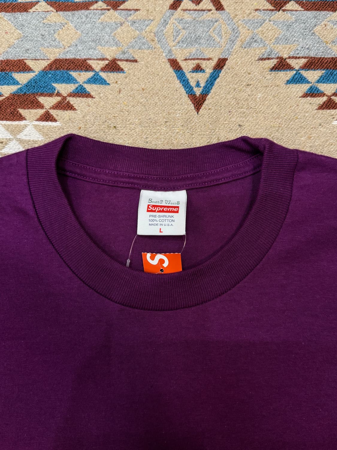 [L] 슈프림 x 사우스2 웨스트8 롱슬리브 포켓 티셔츠 퍼플 상품이미지2