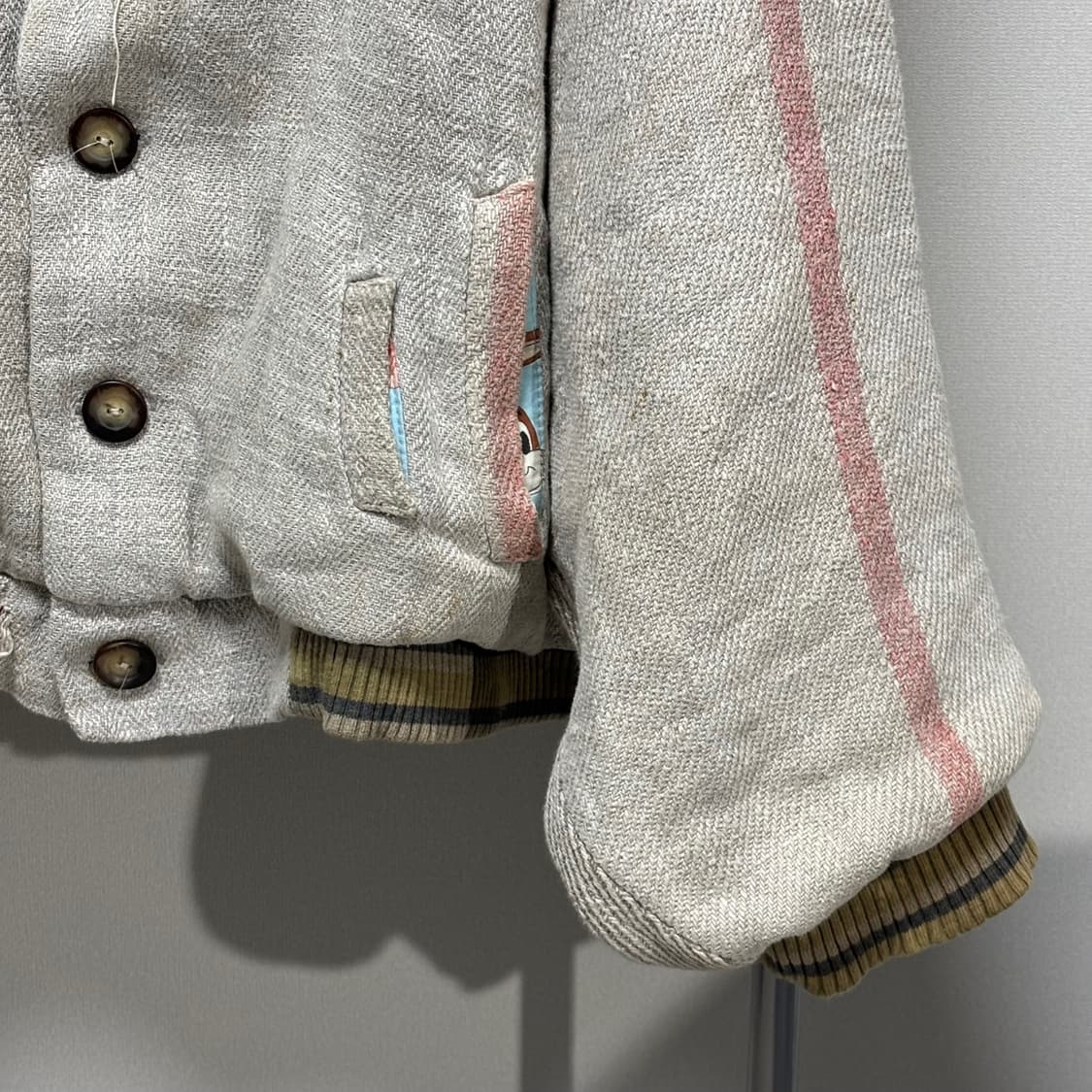 os) polyhedron 폴리헤드론 디스트레스드 오버 사이즈 봄버 자켓 상품이미지2