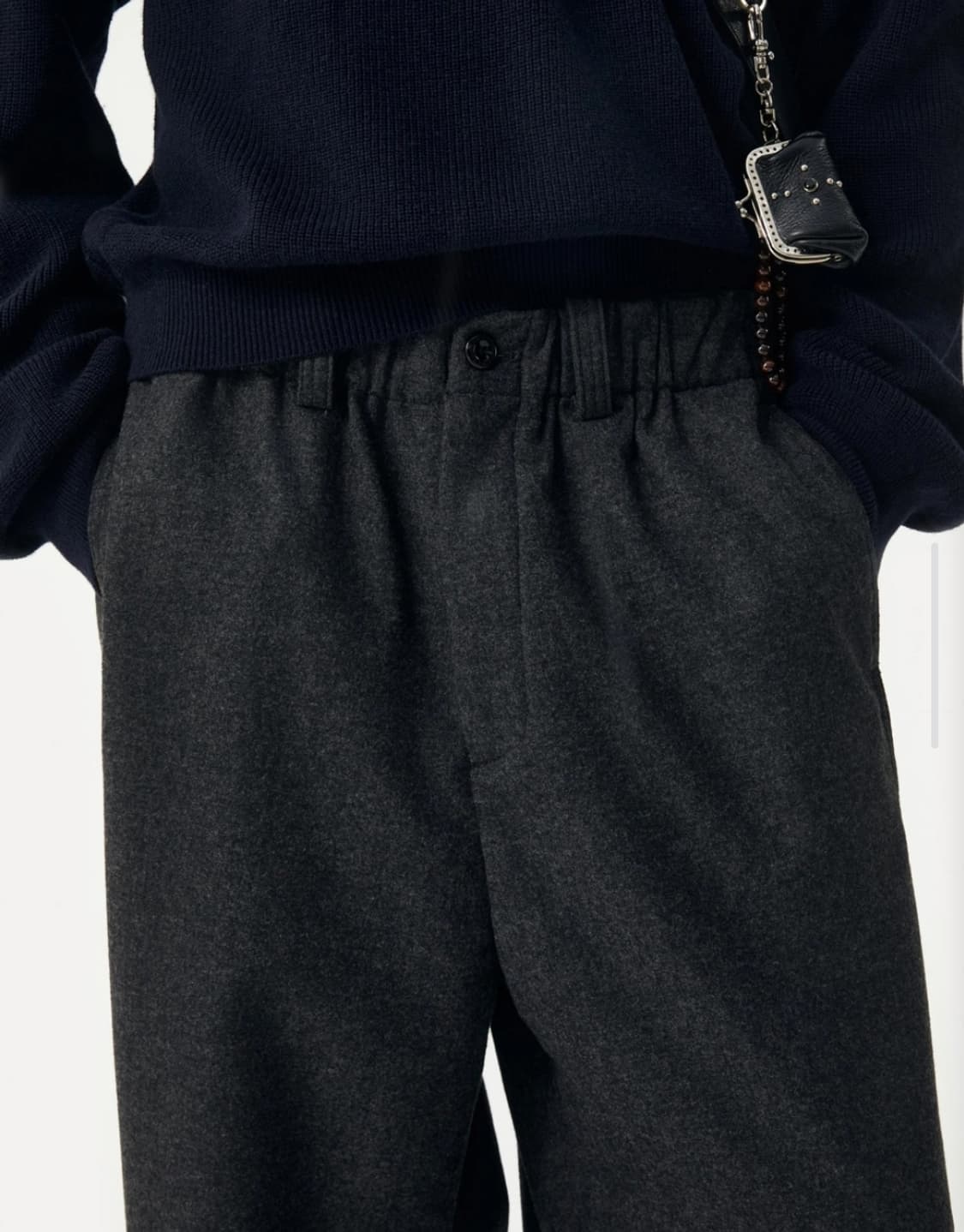 3) 라벨아카이브 선넷 이지 울 팬츠 챠콜 상품이미지3