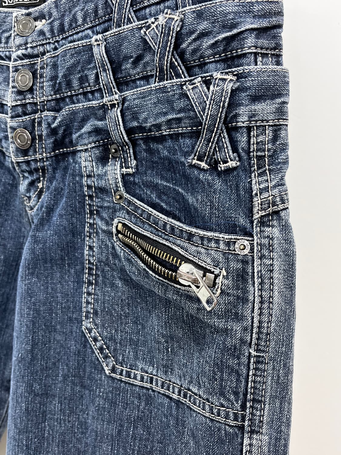 Sorridere 펑크 레이어드 데님 팬츠 반바지 상품이미지4