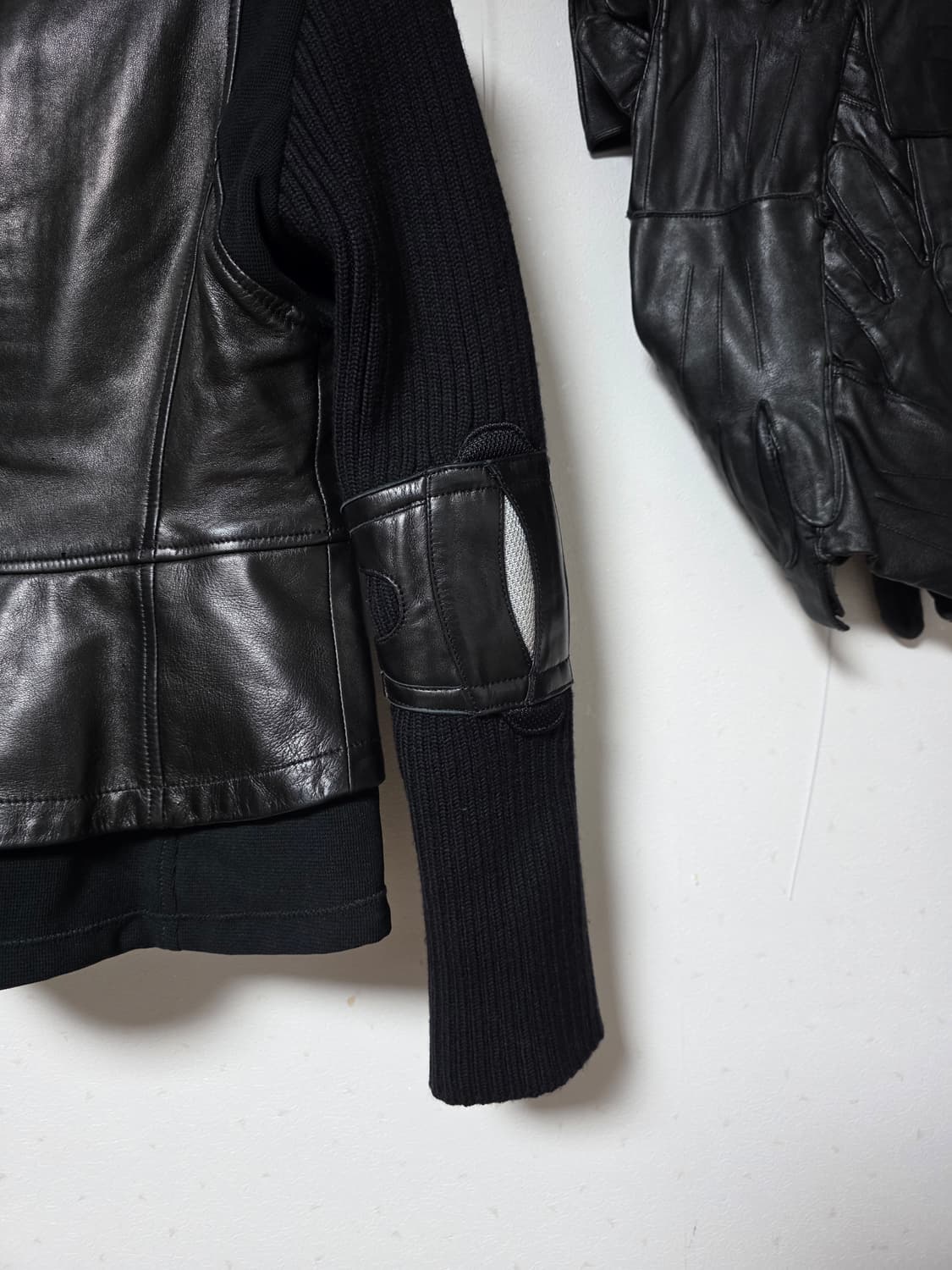 pradasports 00s leather mix biker jacket 상품이미지6