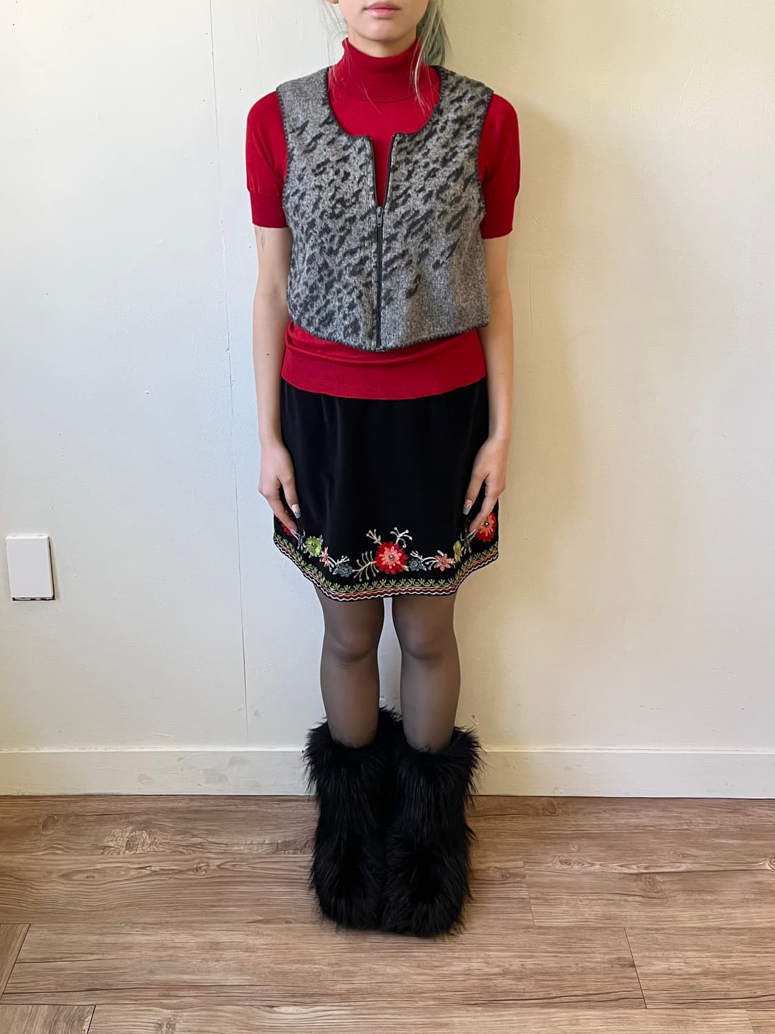 Japan vtg 호피 앙고라 베스트 상품이미지5