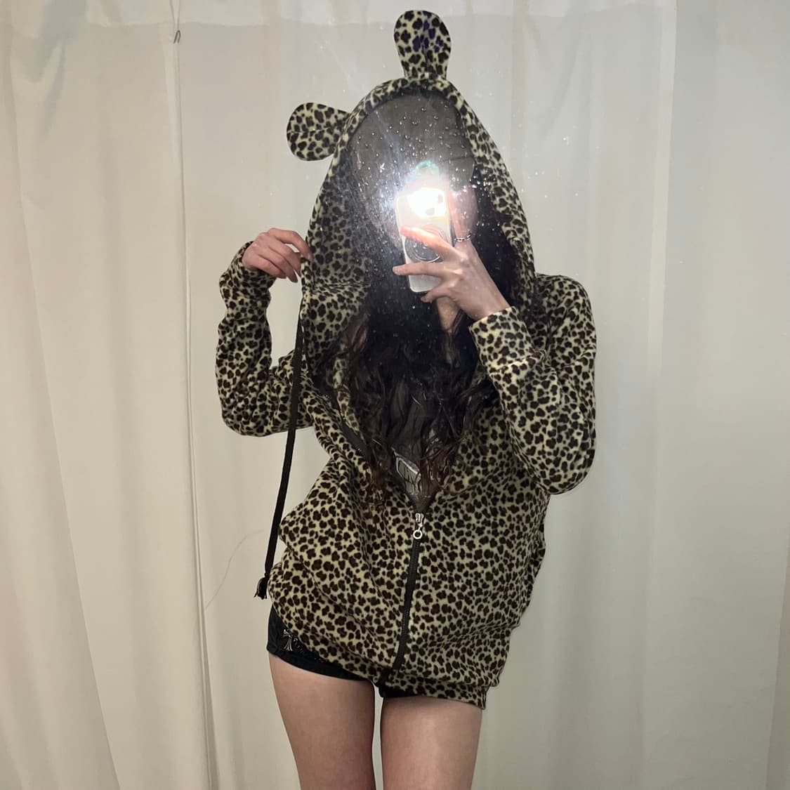 레오파드 베어 후드집업 상품이미지1