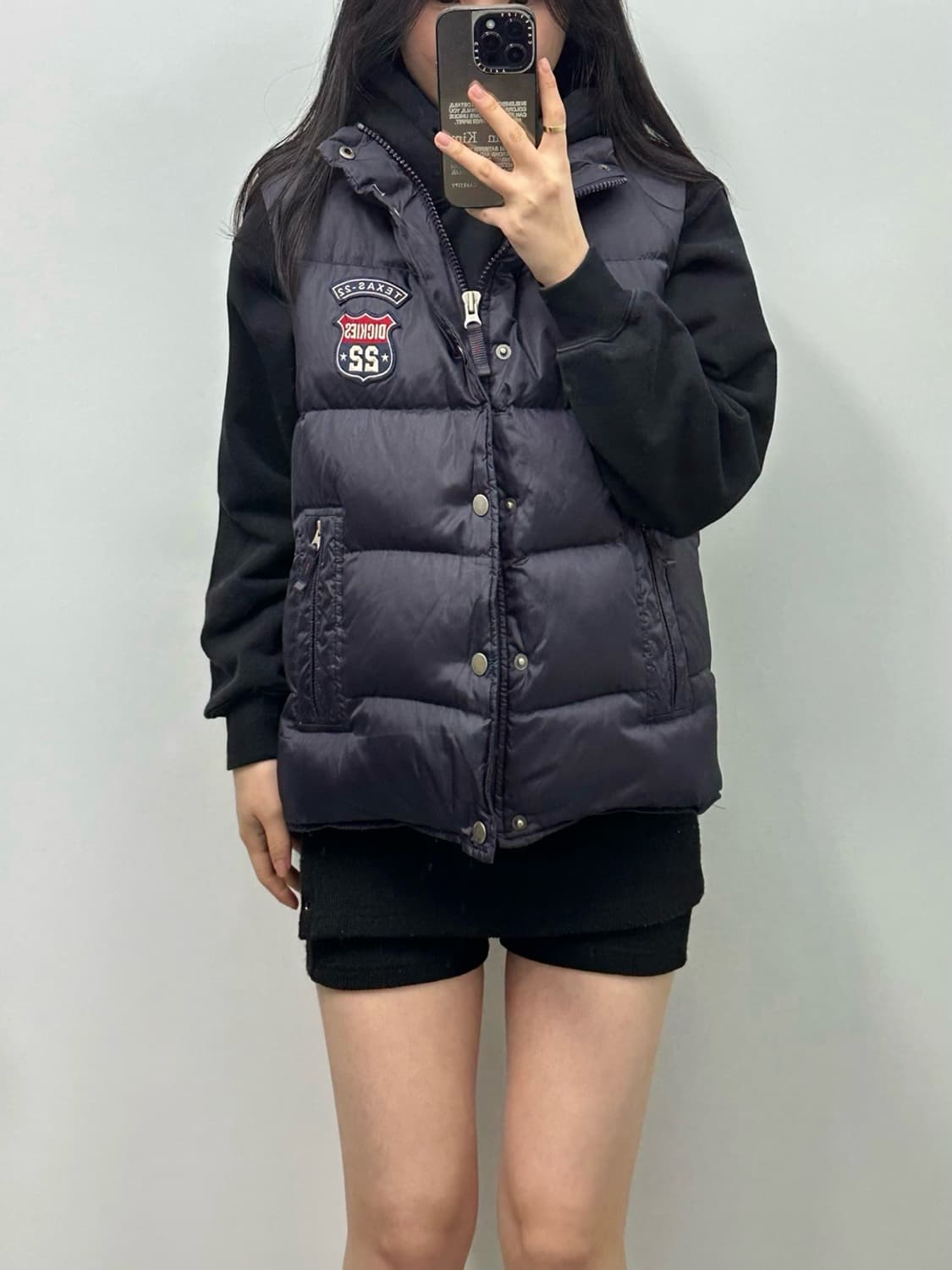 디키즈 y2k 와투케 네이비 유광 조끼 패딩 상품이미지1
