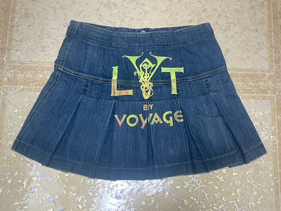 보야지 데님 플리츠 미니 로우라이즈 스커트 빈티지 상품이미지1