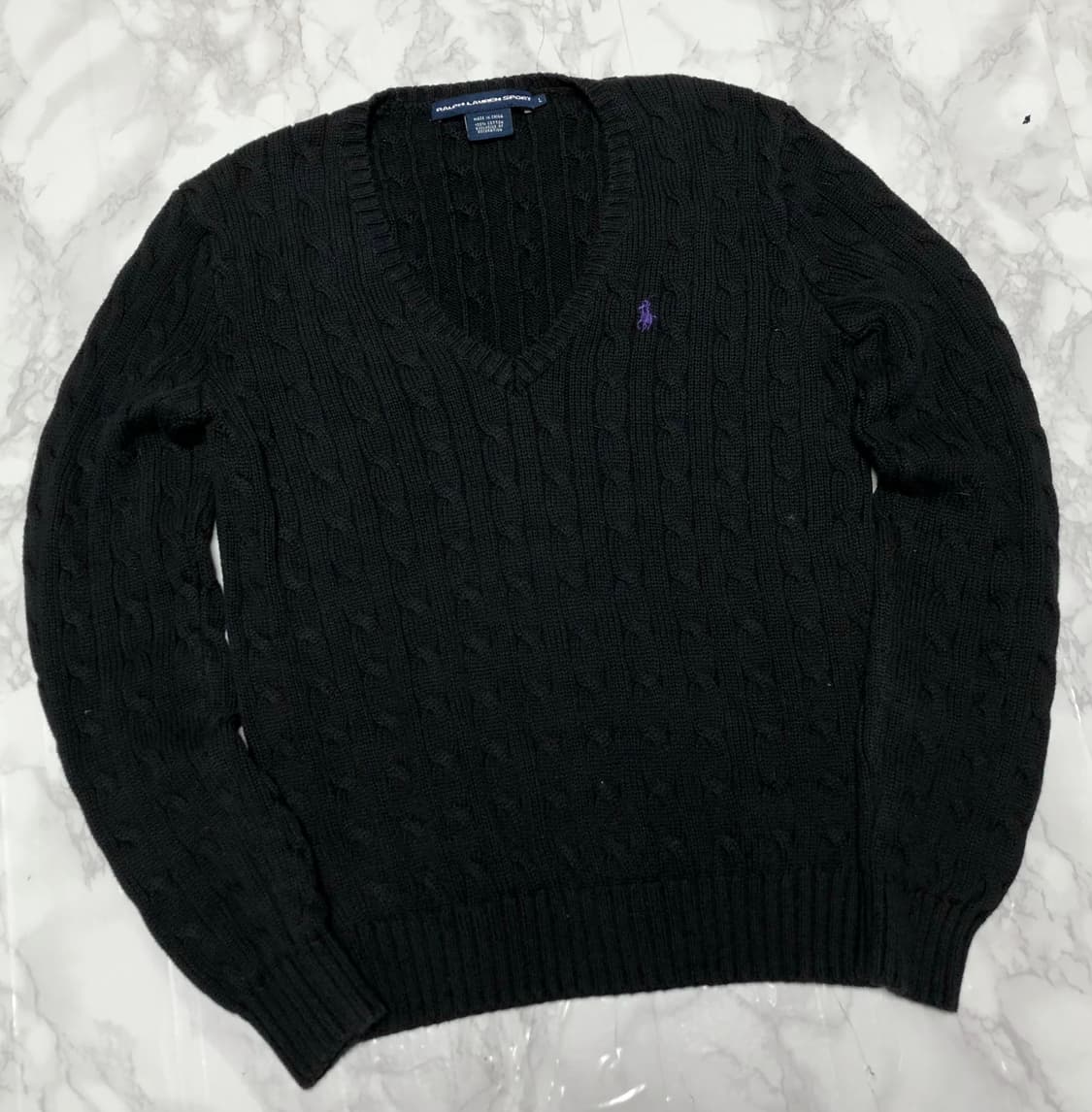 폴로 랄프로렌 꽈배기 니트 브이넥 여성용 상품이미지1