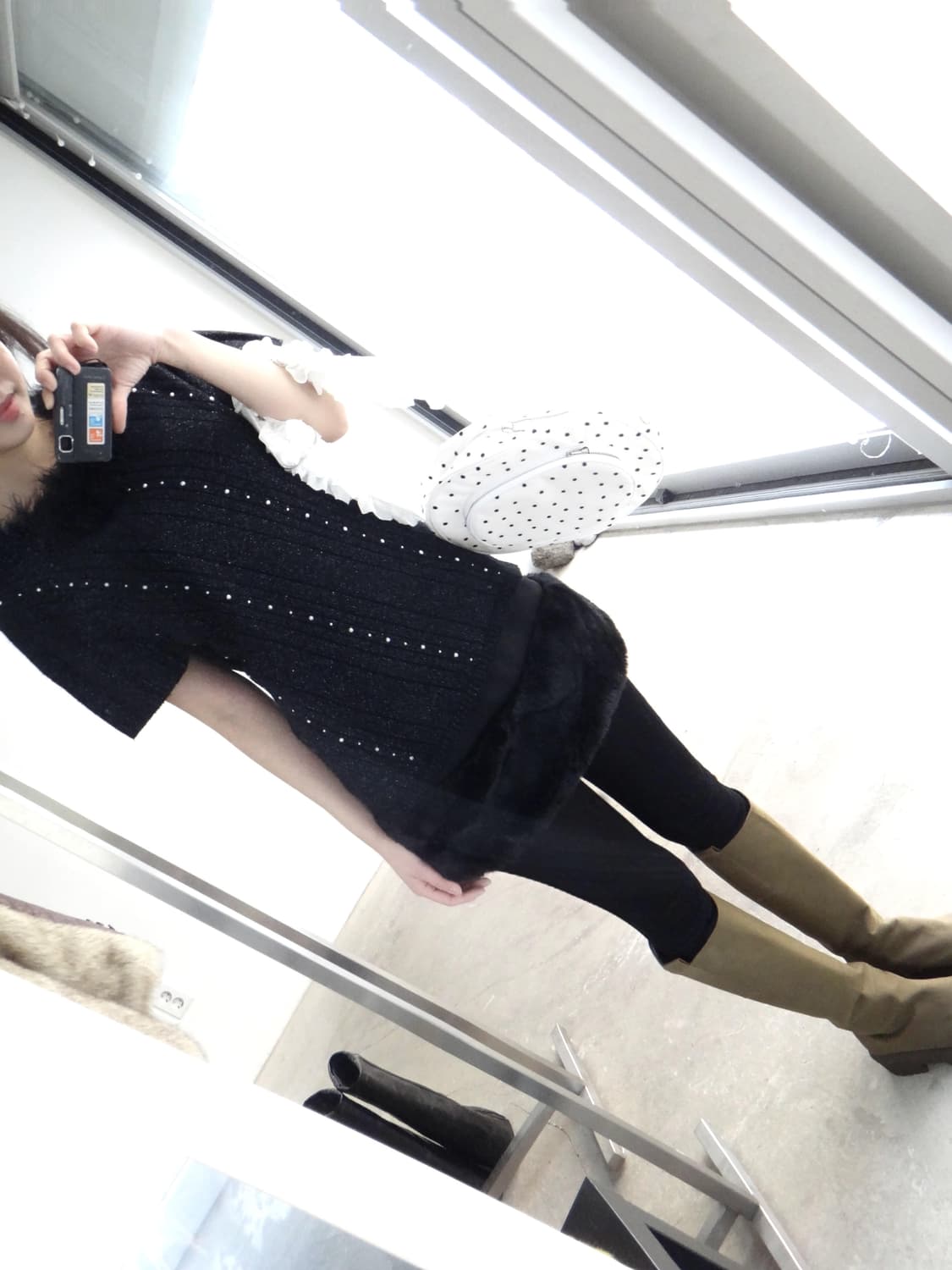 Perl glitter fur knit / black 상품이미지6