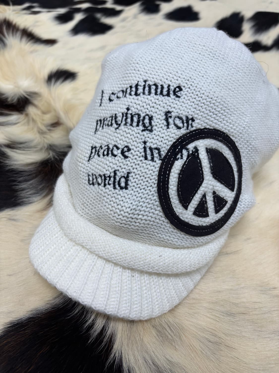 Y2K Lettering White Knit Cap Size   FREE 상품이미지2