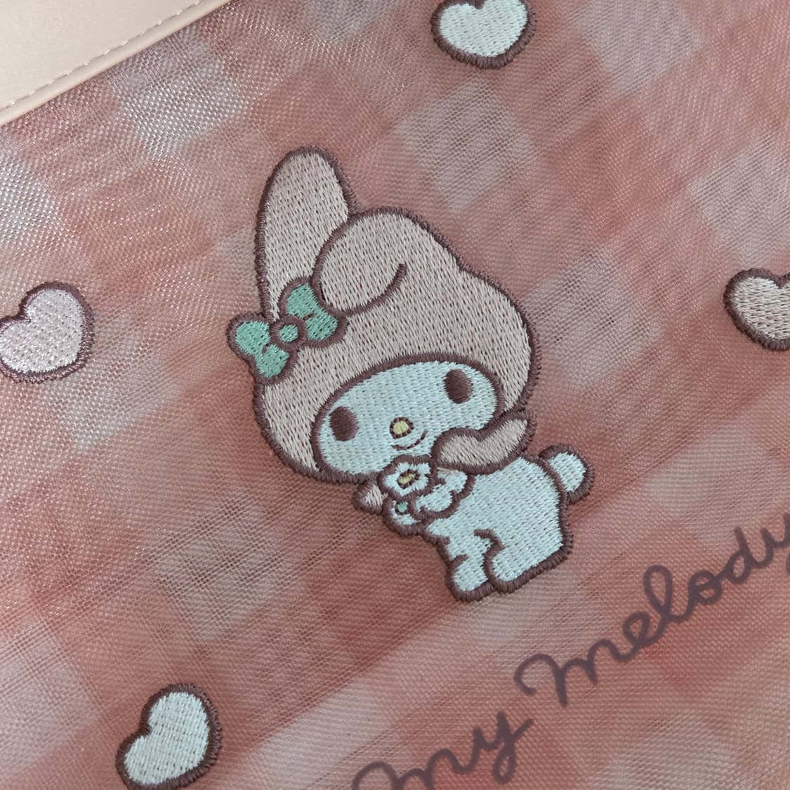 마이멜로디 메쉬 자수 토트백 가방 상품이미지4