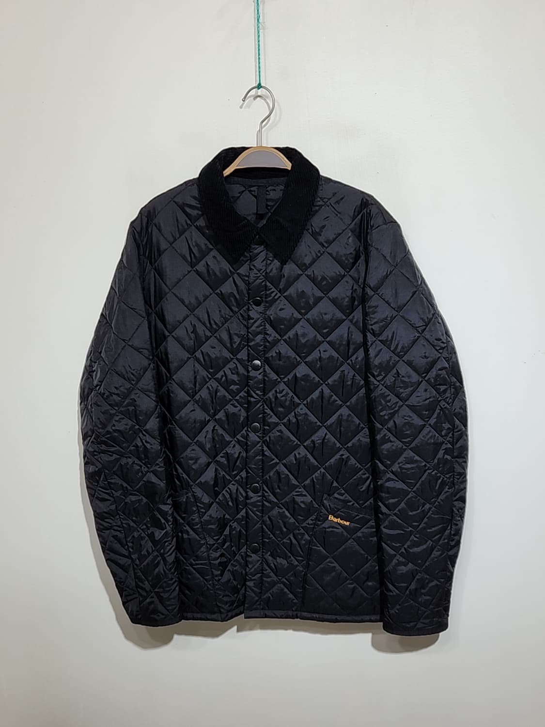 (L) 바버 퀼팅자켓 블랙 누빔점퍼 코듀로이 카라넥  상품이미지1