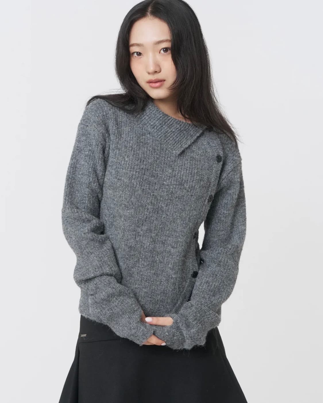 Side button knit GREY 상품이미지1